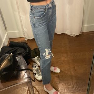 Agolde riley high rise straight crop jeans